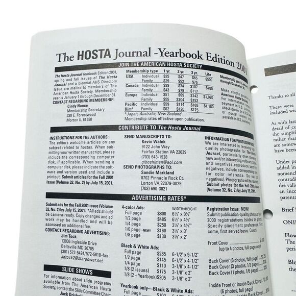 The Hosta Journal 2000 Registrations Magazine Vol 32 Number R - Picture 5 of 8